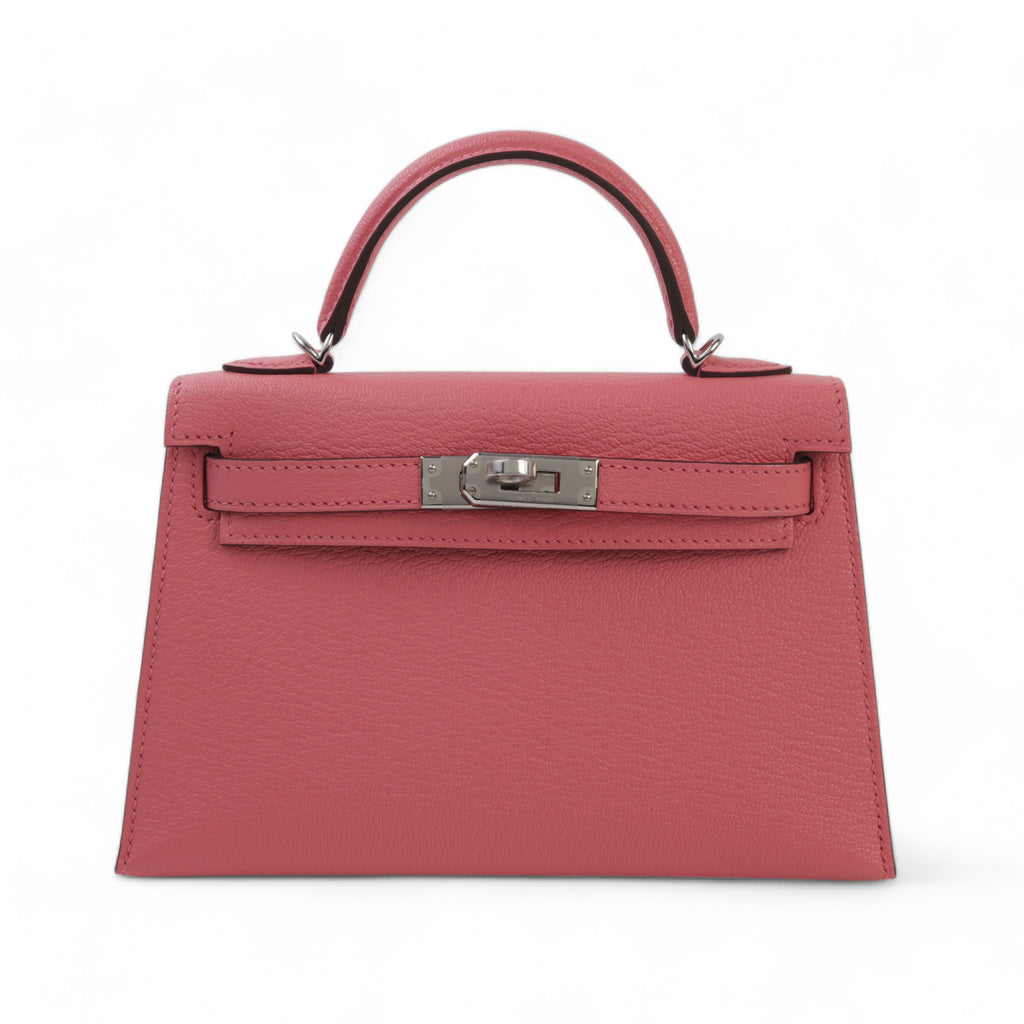 Brand New ( Rank N ) HERMÈS Mini Kelly II Rouge Venitien (5Q) Rose d’Ete (K4) Chevre Palladium hardware