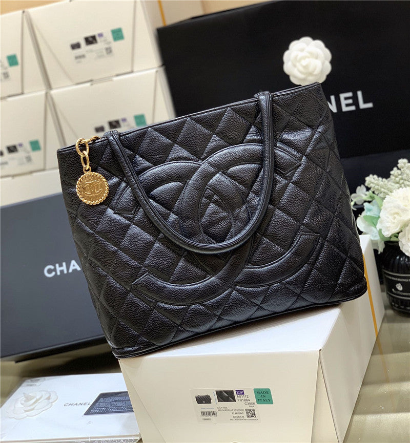 CHANEL Medallion Tote Caviar Skin Bag