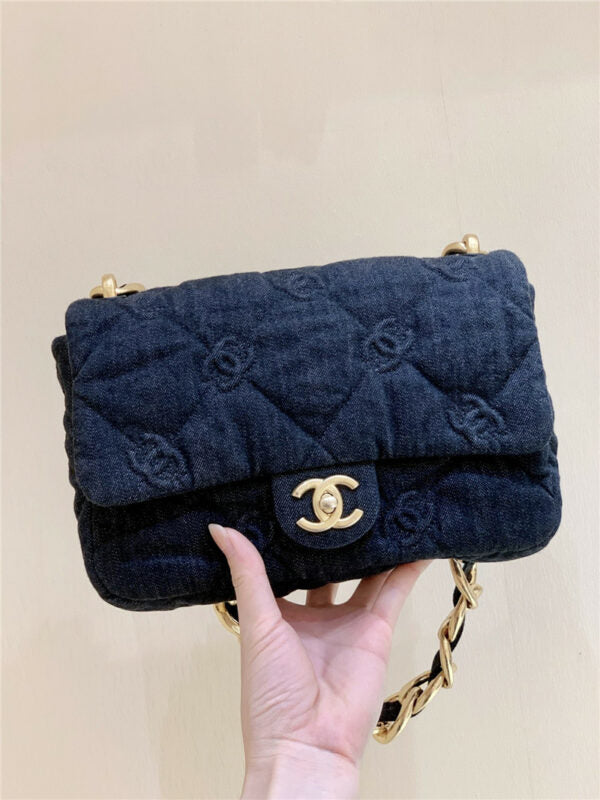 CHANEL - 22S Denim Quilted CC Flap Bag - Affordable Luxury bags