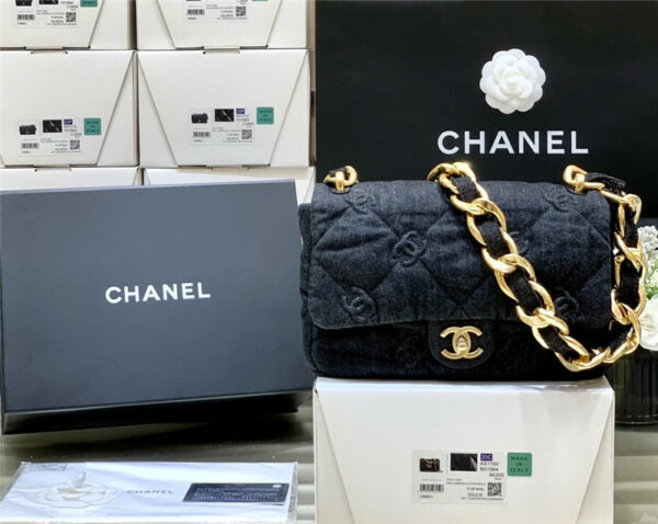 CHANEL - 22S Denim Quilted CC Flap Bag - Affordable Luxury bags