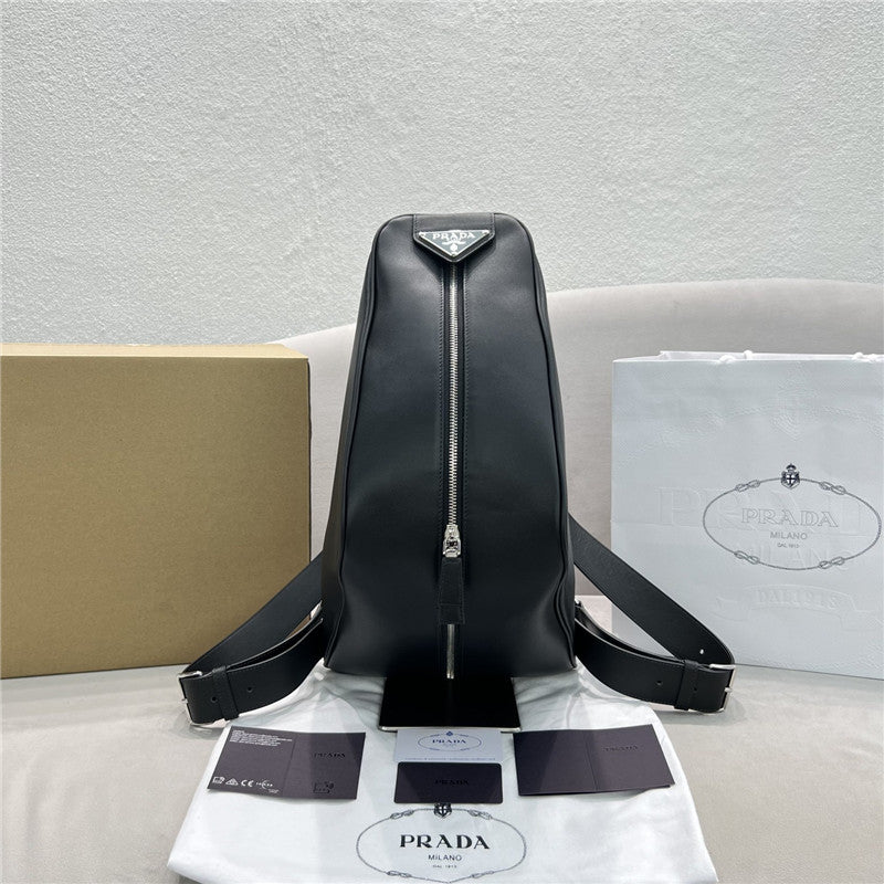 Prada Triangle Leather Backpack