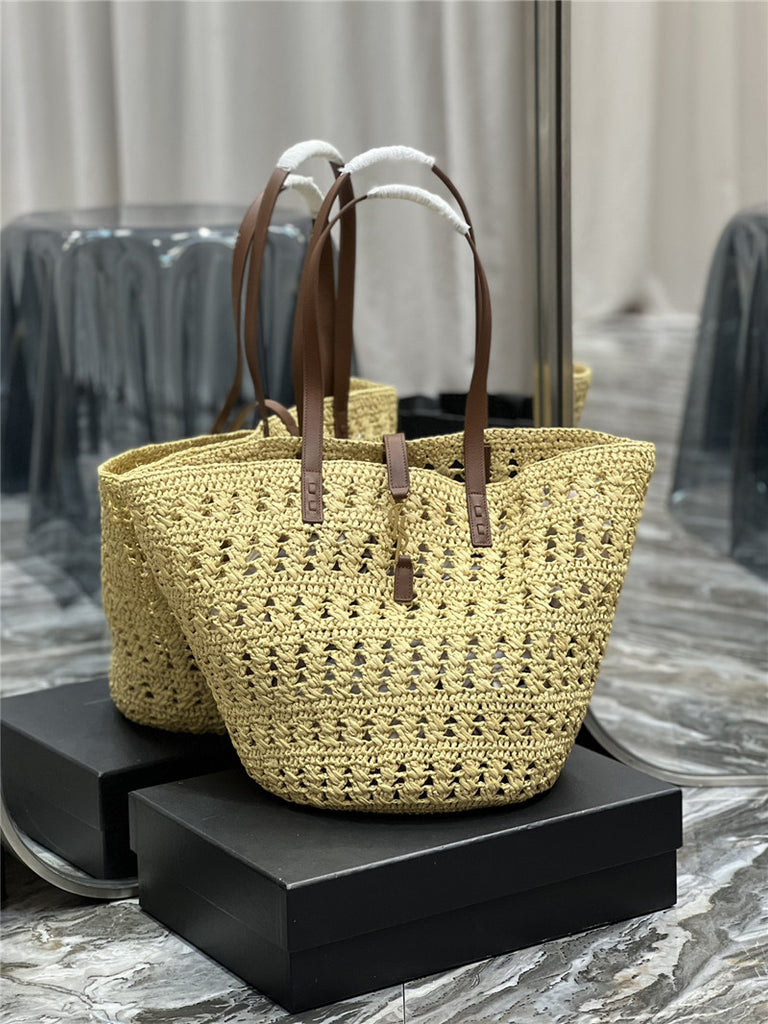 YSL Panier Raffia Tote Bag