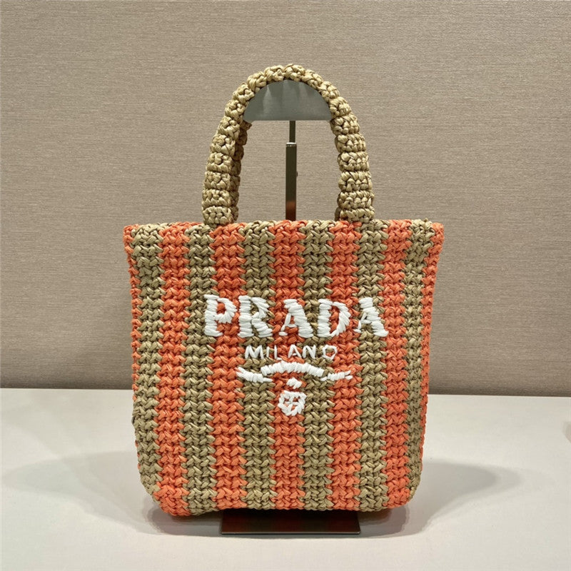 Prada Logo Tote Raffia Small by Pochettebag - Affordable Luxury Bags