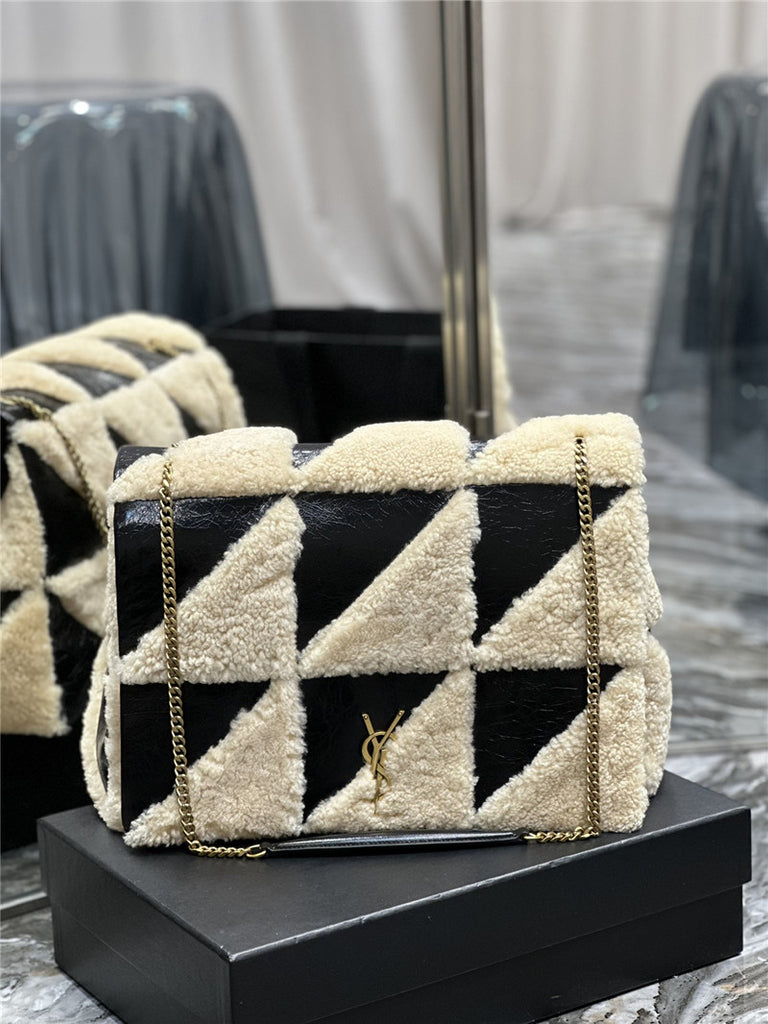 Saint Laurent Jamie 4.0 Suede and Shearling Patchwork Bag by Pochettebag - Affordable Luxury Bags