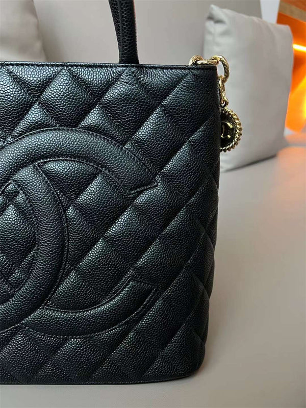 Chanel Caviar Medallion Tote in black