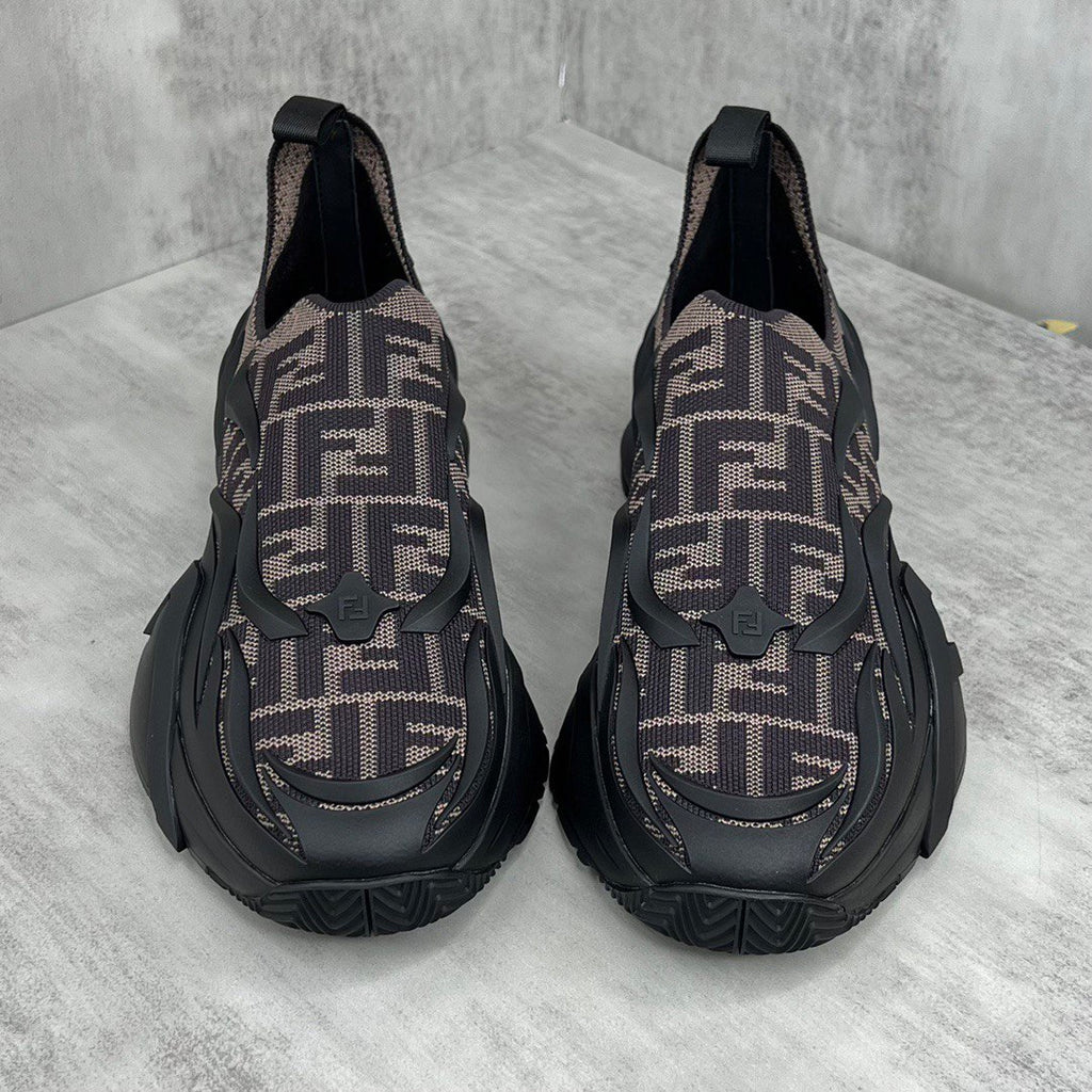 Fendi - Flow Mesh Brown Slip On Sneakers