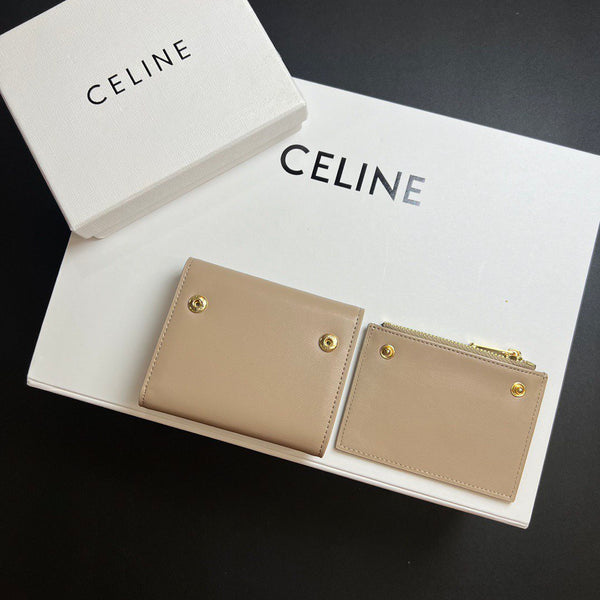 Celine CARD HOLDER WITH FLAP TRIOMPHE in Shiny calfskin